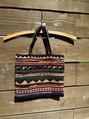 Handwoven Multicolor Stripe Tote Bag
